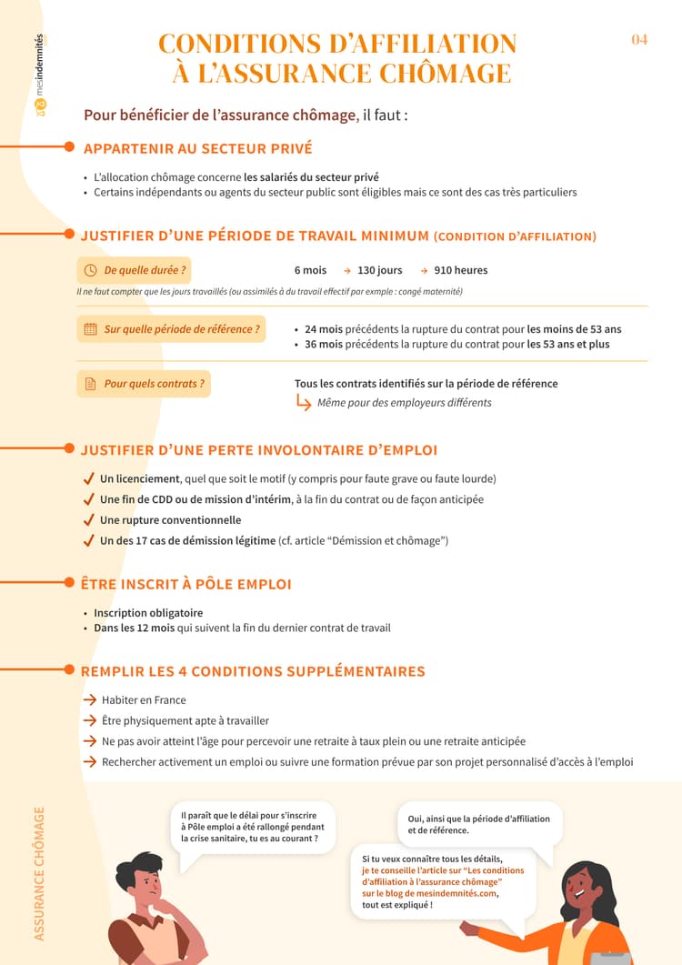 Conditions d'affiliation à l’assurance chômage